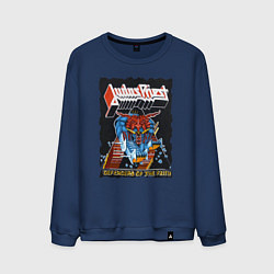 Свитшот хлопковый мужской Judas Priest FIGHT, цвет: тёмно-синий