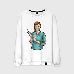 Свитшот хлопковый мужской Медсестра Nurse Z, цвет: белый