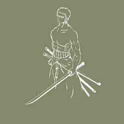 Свитшот хлопковый мужской Лайн Арт Зоро из One Piece, цвет: авокадо — фото 2