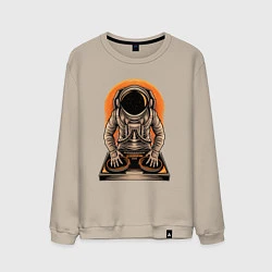 Свитшот хлопковый мужской Космонавт диджей - cosmo DJ, цвет: миндальный
