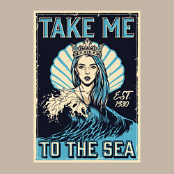 Свитшот хлопковый мужской Mermaid Take me to the sea Z, цвет: миндальный — фото 2