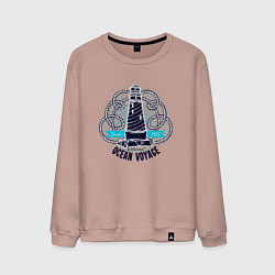 Свитшот хлопковый мужской Ocean voyage Маяк, цвет: пыльно-розовый