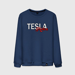 Свитшот хлопковый мужской TESLA MOTORS ТЕСЛА, цвет: тёмно-синий