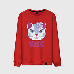 Свитшот хлопковый мужской Kiss Cat, цвет: красный
