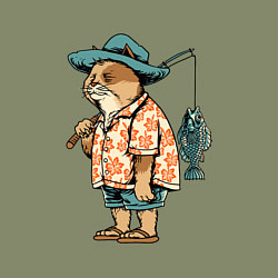 Свитшот хлопковый мужской Кот рыбак, цвет: авокадо — фото 2