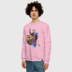 Свитшот хлопковый мужской Lionel Messi Barcelona Argentina!, цвет: светло-розовый — фото 2