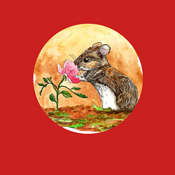 Свитшот хлопковый мужской Мышка и цветок, цвет: красный — фото 2