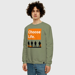 Свитшот хлопковый мужской Choose Life, цвет: авокадо — фото 2