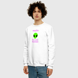 Свитшот хлопковый мужской Инопланетянин, цвет: белый — фото 2