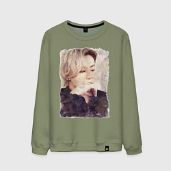 Свитшот хлопковый мужской Задумчивый Чонгук, цвет: авокадо
