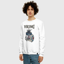 Свитшот хлопковый мужской Викинг Viking Воин Z, цвет: белый — фото 2