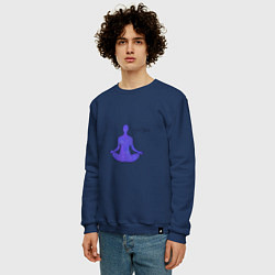 Свитшот хлопковый мужской Космическая медитация, цвет: тёмно-синий — фото 2