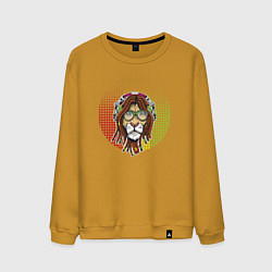 Свитшот хлопковый мужской Reggae Lion, цвет: горчичный