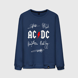 Свитшот хлопковый мужской AC DC АВТОГРАФЫ ИСПОЛНИТЕЛЕЙ, цвет: тёмно-синий