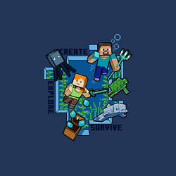 Свитшот хлопковый мужской Майнкрафт Под водой, цвет: тёмно-синий — фото 2