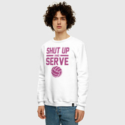 Свитшот хлопковый мужской Shut Up And Serve, цвет: белый — фото 2