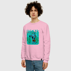 Свитшот хлопковый мужской Утопленник Drowne Майнкрафт, цвет: светло-розовый — фото 2