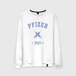 Свитшот хлопковый мужской Pfizer 2021, цвет: белый