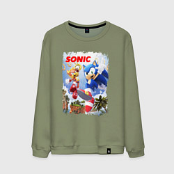 Свитшот хлопковый мужской SONIC СОНИК Z, цвет: авокадо