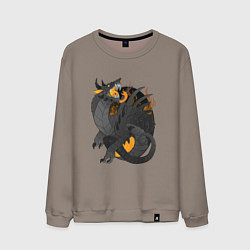 Свитшот хлопковый мужской Дракон, цвет: утренний латте
