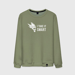 Свитшот хлопковый мужской I Take It Smart, цвет: авокадо
