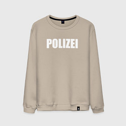 Свитшот хлопковый мужской POLIZEI Полиция Надпись Белая, цвет: миндальный