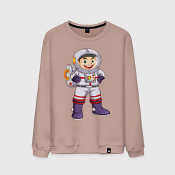 Свитшот хлопковый мужской Веселый космонавт, цвет: пыльно-розовый