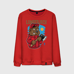 Свитшот хлопковый мужской Медведь с топором, цвет: красный
