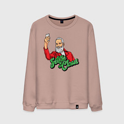 Свитшот хлопковый мужской Санта Клаус, цвет: пыльно-розовый