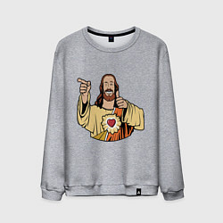 Свитшот хлопковый мужской Dogma - smile Jesus like, цвет: меланж