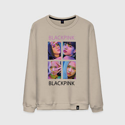 Свитшот хлопковый мужской BLACKPINK черно-розовые, цвет: миндальный
