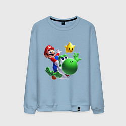 Свитшот хлопковый мужской Mario&Yoshi, цвет: мягкое небо