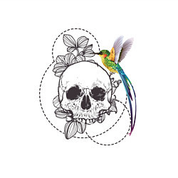 Свитшот хлопковый мужской АРТ Череп и птица, цвет: белый — фото 2