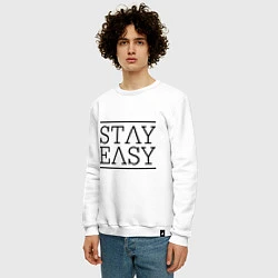 Свитшот хлопковый мужской Stay easy, цвет: белый — фото 2