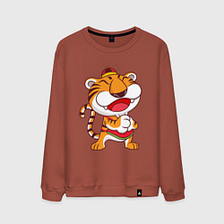 Свитшот хлопковый мужской Веселый Тигр, цвет: кирпичный