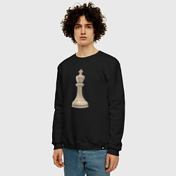 Свитшот хлопковый мужской Шахматная фигура Белый король, цвет: черный — фото 2