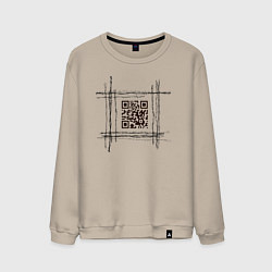 Свитшот хлопковый мужской QR за колючкой, цвет: миндальный