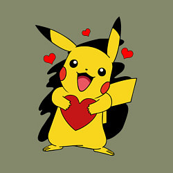Свитшот хлопковый мужской ПИКАЧУ И СЕРДЕЧКО POKENON PIKACHU LOVE, цвет: авокадо — фото 2