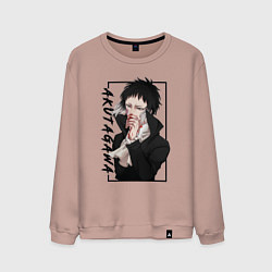 Свитшот хлопковый мужской Рюноске Акутагава Великий из бродячих псов, цвет: пыльно-розовый