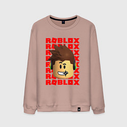 Свитшот хлопковый мужской ROBLOX RED LOGO LEGO FACE, цвет: пыльно-розовый