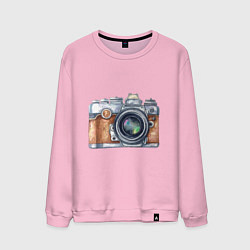 Свитшот хлопковый мужской Ретро фотокамера, цвет: светло-розовый