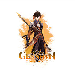 Свитшот хлопковый мужской Чжун Ли Zhongli Genshin Impact, цвет: белый — фото 2