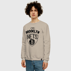 Свитшот хлопковый мужской The Brooklyn Nets, цвет: миндальный — фото 2