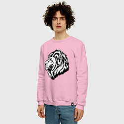 Свитшот хлопковый мужской Лев в наушниках, цвет: светло-розовый — фото 2