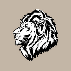 Свитшот хлопковый мужской Лев в наушниках, цвет: миндальный — фото 2