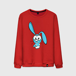 Свитшот хлопковый мужской Заяц пучеглазый голубенький, цвет: красный