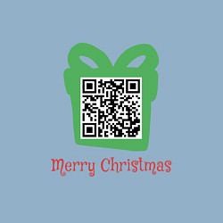 Свитшот хлопковый мужской QR Christmas, цвет: мягкое небо — фото 2