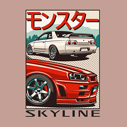 Свитшот хлопковый мужской Nissan Skyline Ниссан Скайлайн, цвет: пыльно-розовый — фото 2