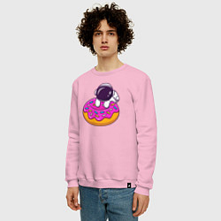 Свитшот хлопковый мужской Космический пончик, цвет: светло-розовый — фото 2