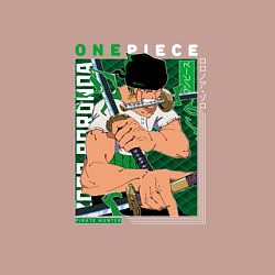 Свитшот хлопковый мужской Ван-Пис One Piece, Зоро Ророноа Zoro Roronoa с над, цвет: пыльно-розовый — фото 2